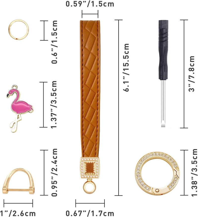 OHKYOOT Store Leather Wristlet Keychain,Wrist Keychain Car Key Chain with 5 Key Ring and Anti-Lost D Ring - Image 5